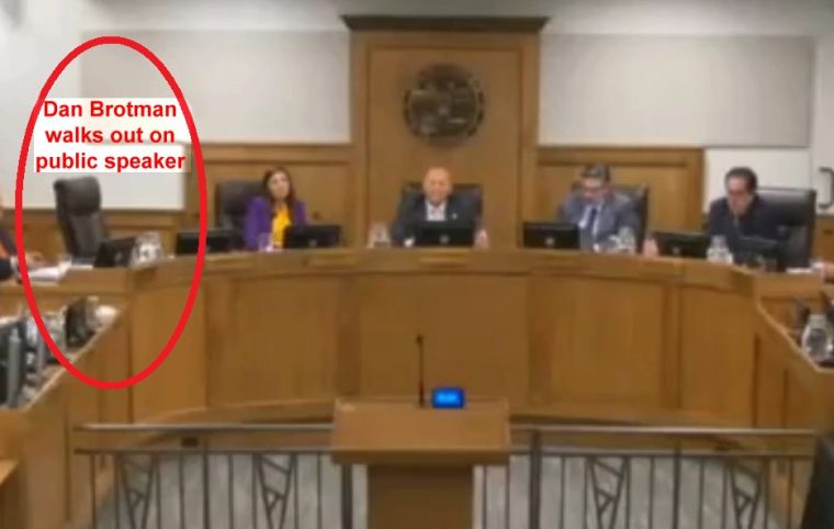 Council Caller Calls Out Dan Brotman on Abusive Rhetoric and Misinformation; Brotman Leaves, Hides in Back Room